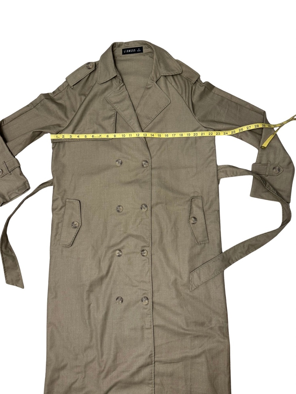 Lioness Trench Coat Medium Taupe Belted Double Breasted Maxi Lightweight NWOT - Picture 8 of 12